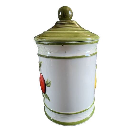 Retro Cookie Jar 1960’s 70's Apple Pear Design Art Deco Kitchen Decor Fruit MCM - Picture 2 of 16